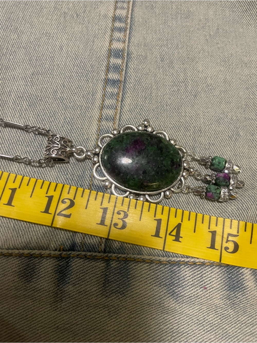 Ruby Zoisite Stone Pendant Hand Crafted Necklace - Picture 10 of 10